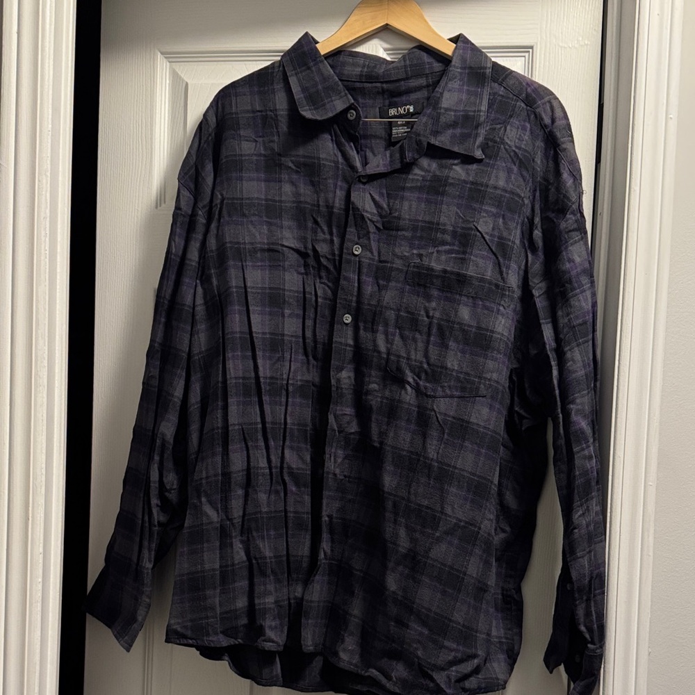 Bruno Men's Dark Plaid Button Down Shirt